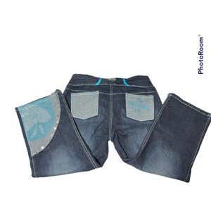 Apple Bottoms Denim Dark Wash‎  Jeans Capri’s Size 8 Sequins Y2K